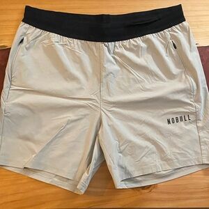 NOBULL Men's Beige Athletic Shorts